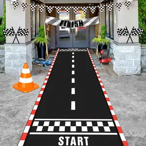 Foldable Race Track Carpet Runner, Easy Management Indoor Outdoor Printed Floor Mat, Non-Electric Sports Theme Decor for Car Enthusiasts