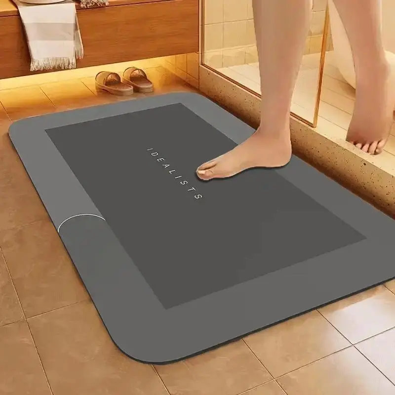 Bathroom Mat Premium Quick-Dry-Ultra-Absorbent Thin Diatomite Bath Mat-Rubber Backing Thin Non-Slip, Machine Washable, and Mildew-Resistant Rug for Shower, Kitchen, Laundry Room,and More with Geometric Design and Easy Cleaning Father's Day gift