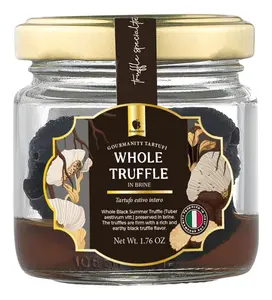 Gourmanity Whole Black Truffles in Brine 1.76oz Jar, Preserved Italian Summer Truffles Tuber Aestivum