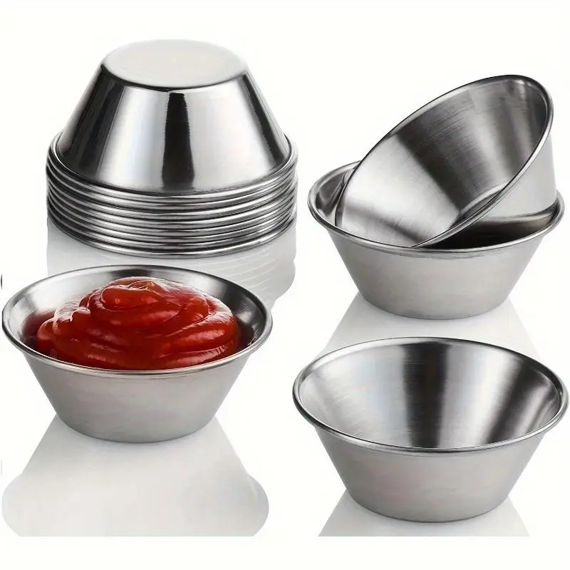 Stainless Steel Ramekin Set, 4/6/12/24pcs Sauce Cup, Egg Tart Molds, Baking Mold & Dipping Cup for Kitchen Baking House Home Dining Room, Baking Tools