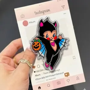 Bat Kewpie Halloween MagSafe Phone Grip, Spooky Vampire Doll Griptok, Gothic Kewpie Phone Stand, Cute Horror Aesthetic Accessory Gift