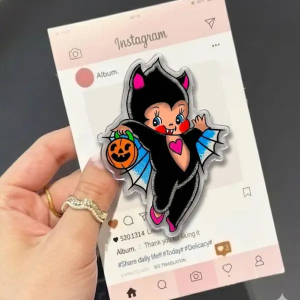 Bat Baby Cute Halloween MagSafe Phone Grip, Spooky Vampire Doll Griptok, Gothic Kewpie Phone Stand, Cute Horror Aesthetic Accessory Gift