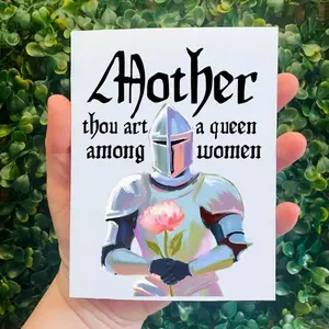 Renaissance Knight Mother's Day Card: Queen Among Women, Greeting Card with Envelope