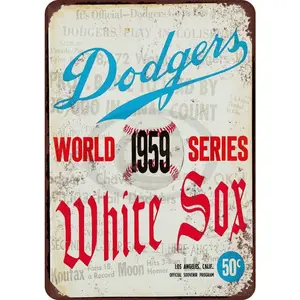 Aluminum Vintage Reproduction Sign 1959 World Series White Sox vs Dodgers Wall Decor 8x12 Inches American Sports Memorabilia