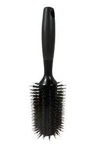 Basic Beauty Bristle Round Brush for Blow Out Blow Drying Wooden Barrel , all black