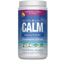 Natural Vitality Calm Magnesium 16oz Powder | Raspberry Lemon Flavored Supplement | Non-GMO, Vegan & Gluten Free Formula