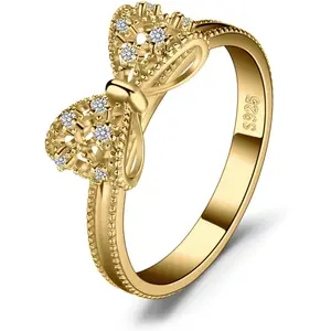 White Yellow Rose Gold Plated 925 Sterling Silver Rings for Women, Cubic Zirconia Promise Rings for Her, Stackable Wedding Bands Rings for Women Infinity Forever Love Knot Ring