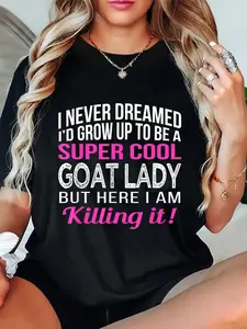100% Cotton Goat Lady Funny Goat Lover Gifts T-Shirt