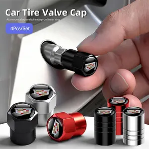 4pcs Car Wheel Tire Valve Caps Air Stem Covers Car Accessories For Cadillac Escalade CTS ATS XTS CT4 CT5 XT5 XT4 XT6 CT6 Lyriq SRX ELR Celestiq EXT XLR