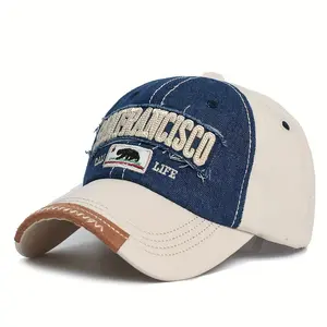 Women'S Vintage San Francisco Baseball - Adjustable Snapback, Lightweight All-Season Hat with Golden Lettering & Emblem, & Navy Two-Tone Design, Ideal Gift For Sf Fans, Casual Outdoor Wear, Retro Fashion, Durable Construction, Fashion Accessory