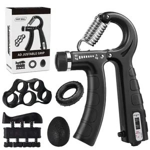 5-Piece Grip Strength Trainer Set with Digital Counter - Adjustable Hand Grippers for Muscle Training, Wrist & Forearm Workout, Home Gym, Rock Climbing, Father's Day Gifts, Hand Grip Strengthener