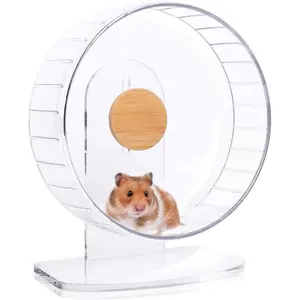 Super-Silent Hamster Exercise Wheels - Quiet Spinner Hamster Running Wheels with Adjustable Stand for Hamsters Gerbils Mice Or Other Small Animals (M, Transparent)