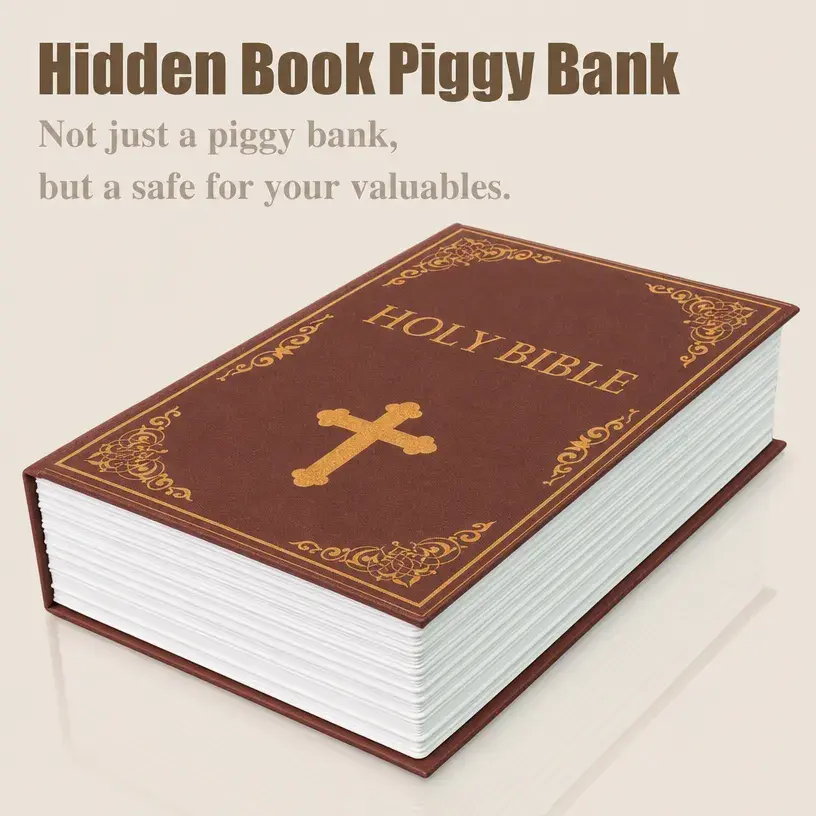 Hidden Book Safe Bible Secret  Storage Box with Combination Lock for Cash Jewelry Valuables Home Office Money Box Vault Safe Box Safe Deposit Box Decor Metal Lightweight Safety Ornaments fathersdaygift Travel Portable Safe