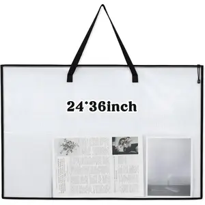 24 x 36 Inches Large Art Portfolio Bag, Portfolio Folder for Artwork with Zipper and Handle, Poster Storage Bag Mesh Folder Organizer for Poster, Scrapbook, Keepsake and Bulletin Board