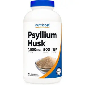 Nutricost Psyllium Husk 1500mg, 500 Capsules (3 Bottles)