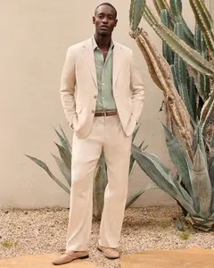 Express Relaxed Natural Linen-Blend Pleated Suit Pant