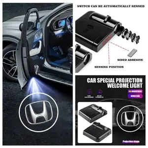 4 Pack Honda Logo Door Welcome Light - Fits Civic/Accord/CR-V/HR-V/XR-V, Peel and Stick Non-Destructive Installation, HD Car Projection Lamp, Car Door Lights
