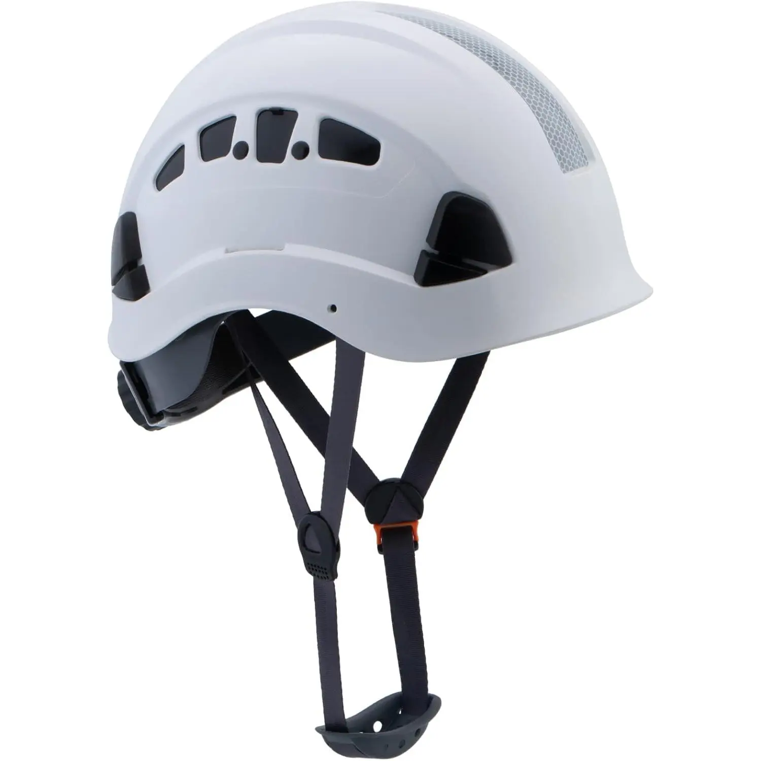 Vented High-Impact Hard Hat with Impact Absorb, Unisex All-Seasons Construction Safety Helmet, Chin Strap, 6-Point Fit Ratchet Suspension for Workers (Tree Climbing, Rescue), Six-Point Fit