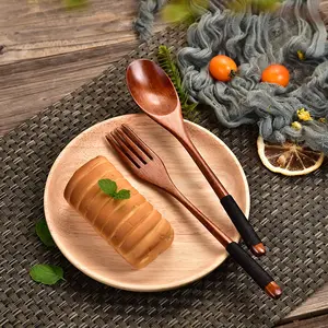 10pcs Wooden Tableware Set, Japanese Style Utensil Set, Elegant Reusable Cutlery Perfect for Lunch, Travel & Gift Giving