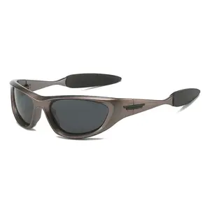 [SummerVibes]Wrap Around Sunglasses for Women and Men, Silver Oval Fashion Trendy Sport Shades with UV Protection, Outdoor Sports lightweight eyewear