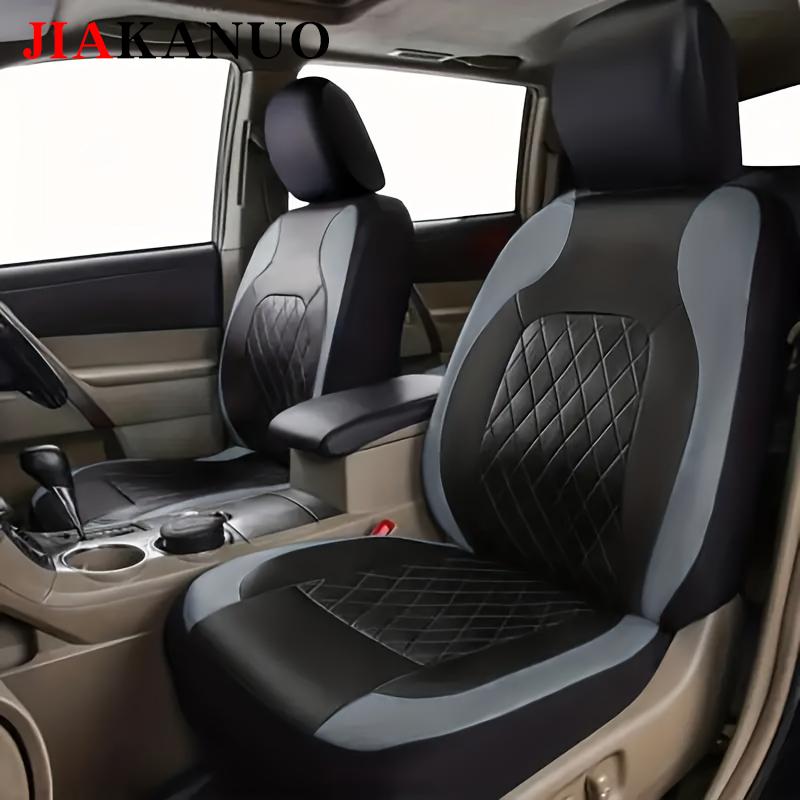 JIAKANUO Universal Car Seat Covers Set PU Leather for 2/5 Seats, Full Protection for Car Front & Rear Seats, Waterproof & Anti-Scratch, Fit Most Cars SUVs Vans Trucks, Automotive Seat Protectors, Airbag Compatible, Car Interior Accessories