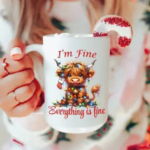 Cow Christmas Gifts, Highland Cow Mug, Christmas Mug Gift, Fluffy Cow Christmas Gift, For Her, Gift for Cow Lovers, Funny Gift