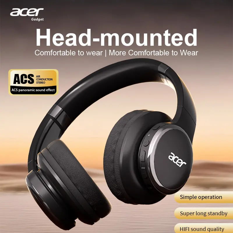 acer OHR559 Wireless Active Noise Cancellation Headset, Noise Cancelling Headphones, Over-ear Headphones with Powerful Bass, Extra Long Battery Life, Universal Fit, Comfortable Wear, Conduction Headphones