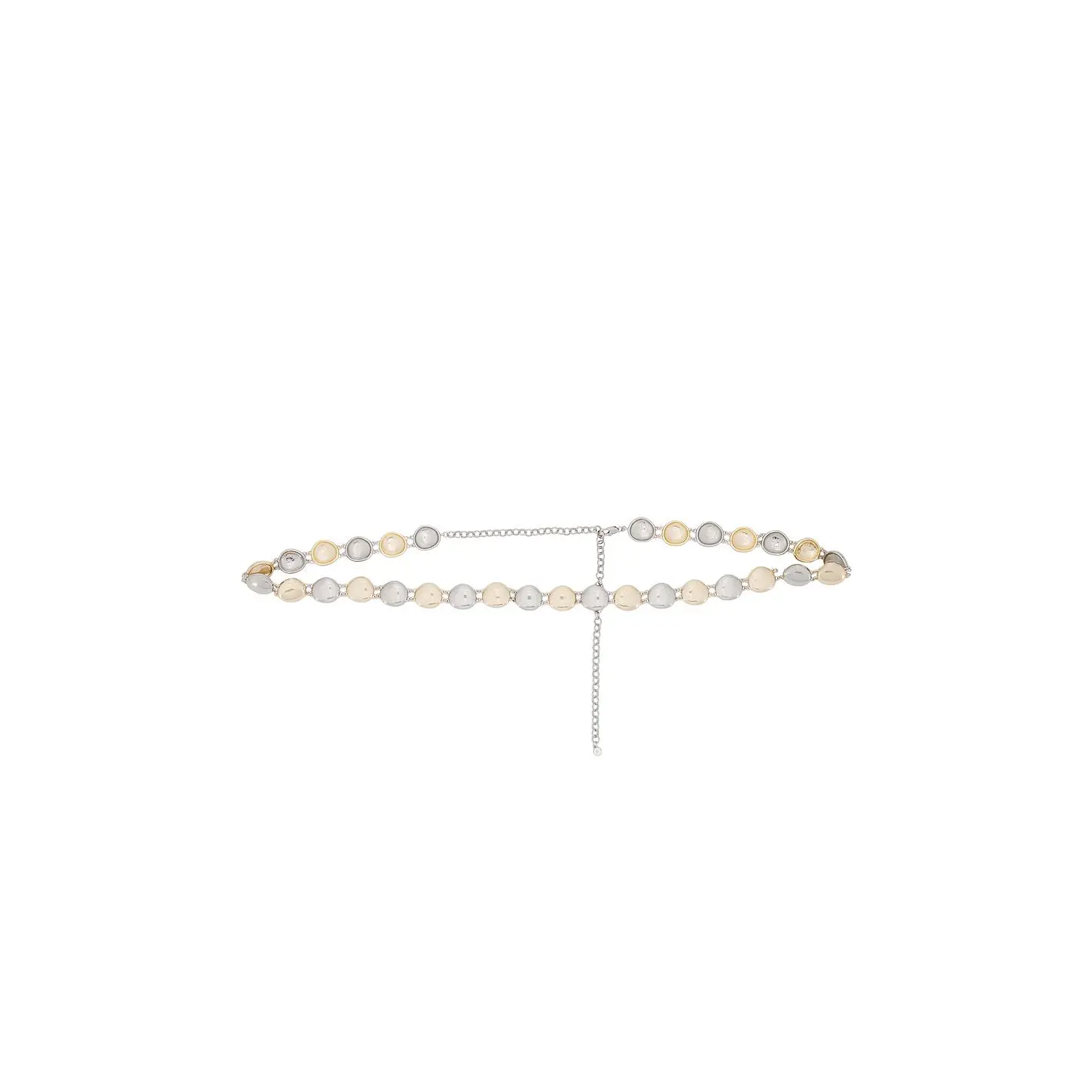 Ettika Polished Pebble Mixed Metal Belt in Silver & Gold