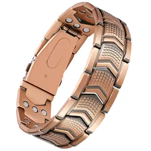 Men's 3x Strength Copper Magnetic Bracelet - 3800GSM high magnetic force, sturdy and durable copper construction, equipped with a folding clasp, black and gold color design, suitable for gym, daily and formal wear - Men's magnetic jewelry, a durable and s