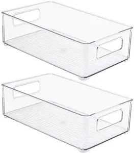 Sorbus Clear Stackable Refrigerator Organizer Bins 2 Pack - Food Containers with Handles for Kitchen Pantry, Freezer & Fridge Organization Plastic Set