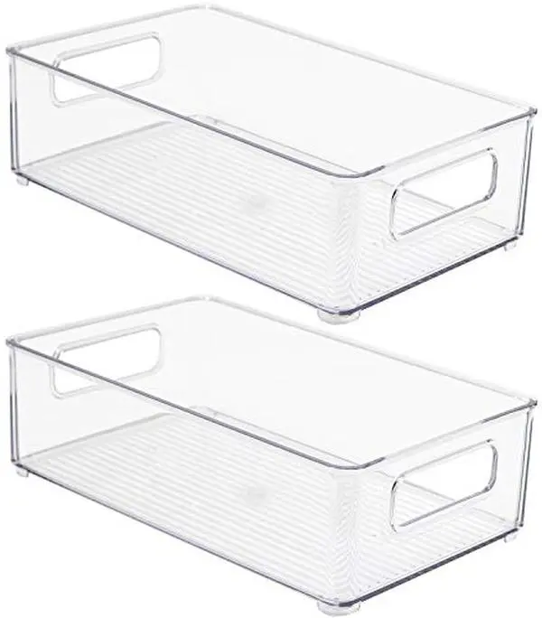 Sorbus Clear Stackable Refrigerator Organizer Bins 2 Pack - Food Containers with Handles for Kitchen Pantry, Freezer & Fridge Organization Plastic Set