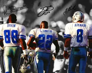 Troy Aikman Michael Irvin Emmitt Smith Dallas Cowboys Signed Photo Autograph Print Poster Wall Art Home Decor