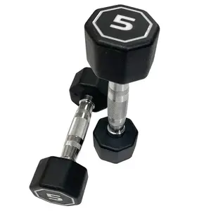 Non-slip RPE dumbbells | 5 lbs set of 2 | Octagonal design protects your floor | Odorless & durable #gymathome #dumbbell