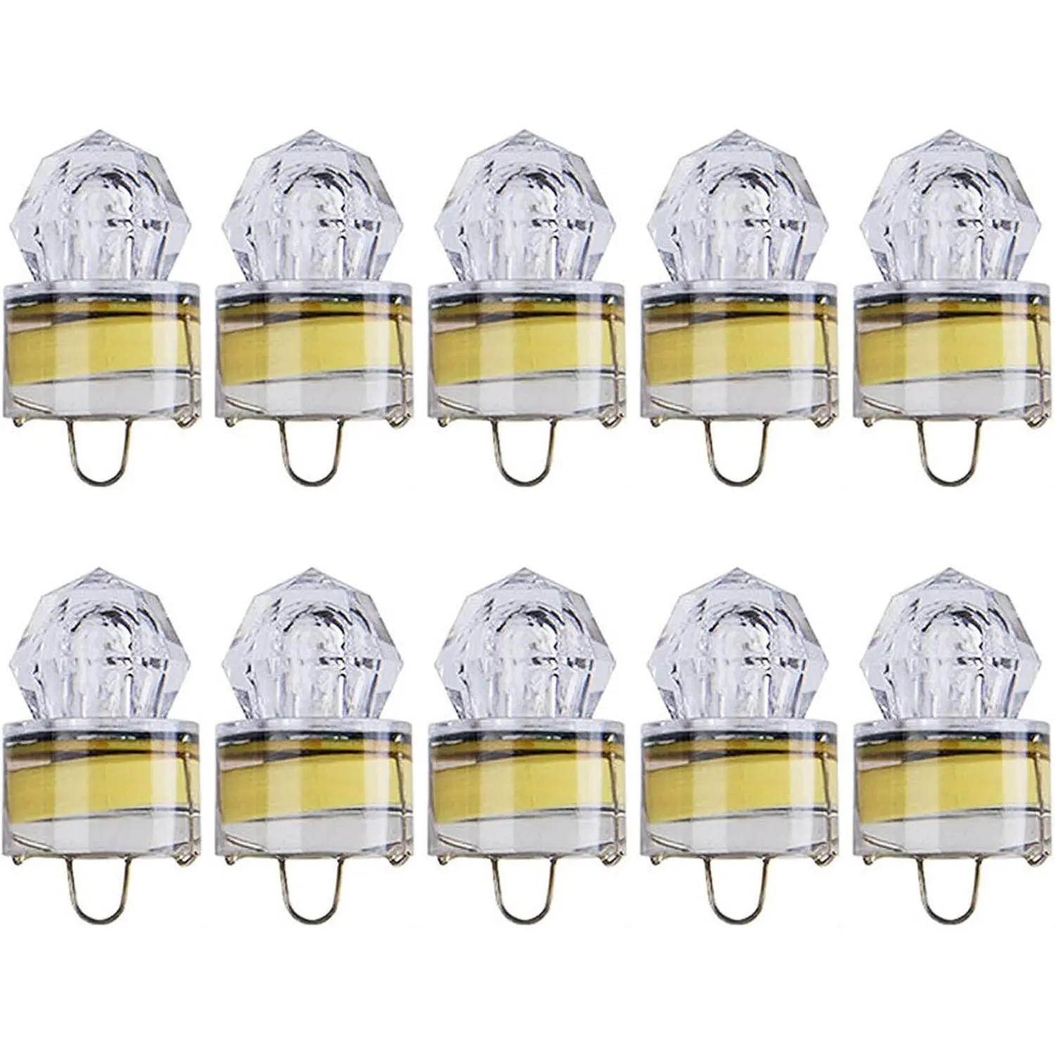 10-Pack Waterproof LED Underwater Deep Drop Fishing Light Diamond Tubular Colorful Fishing Lure Light Attractants for Tuna Swordfish