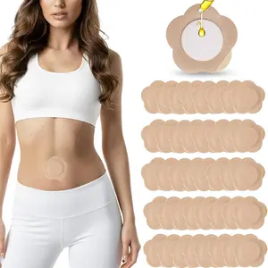 40pcs Castor Oil Patches for Belly Button, Hypoallergenic, Skin-Friendly, Organic Cotton Pad, Self-Adhesive, Disposable, Easy Removal