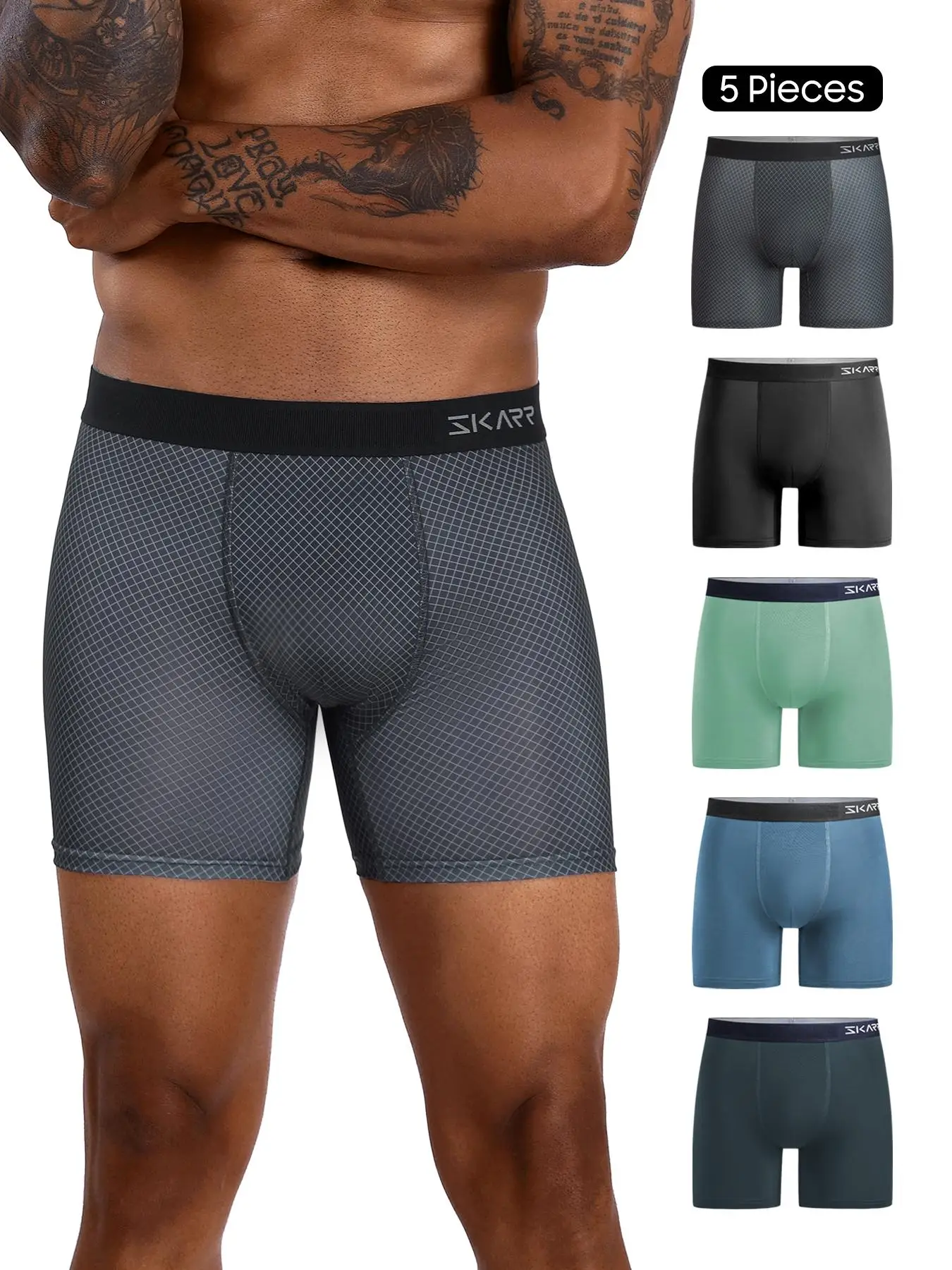 Men's Letter Print Tape Boxer Brief, Mens Underwear, Casual Comfy Breathable Underwear for Men for Daily Wear, Mens Underwear for All Seasons, Soft St