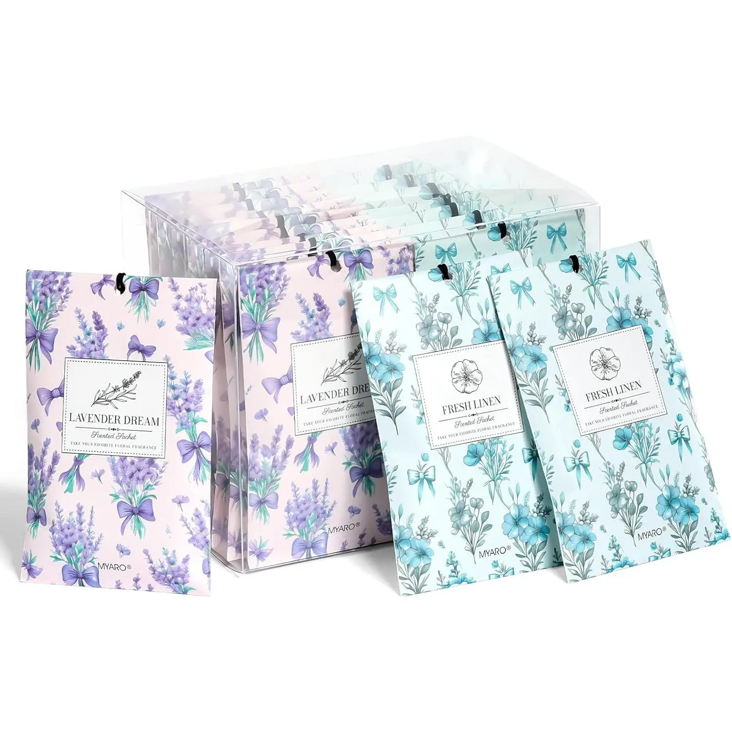 MYARO 20 Packs Lavender Linen Scent Sachet Long Lasting Closet Drawer Deodorizer Home Air Freshener Room Odor Eliminator