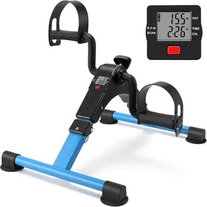Folding Exercise Bike Pedal Exerciser Portable Desk Bike with LCD Display for Arm and Leg Workout at Home or Office