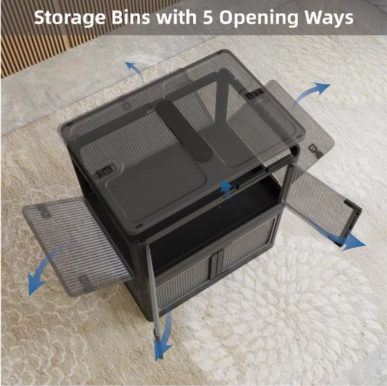 Set of 4 transparent stackable storage boxes, suitable for various applications Collapsible Multifunctional Bins
