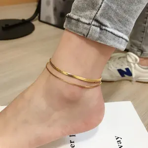 Double-Layer Snake Bone Anklet for Women – INS Minimalist Forest Style, Trendy Simple Layered Foot Chain