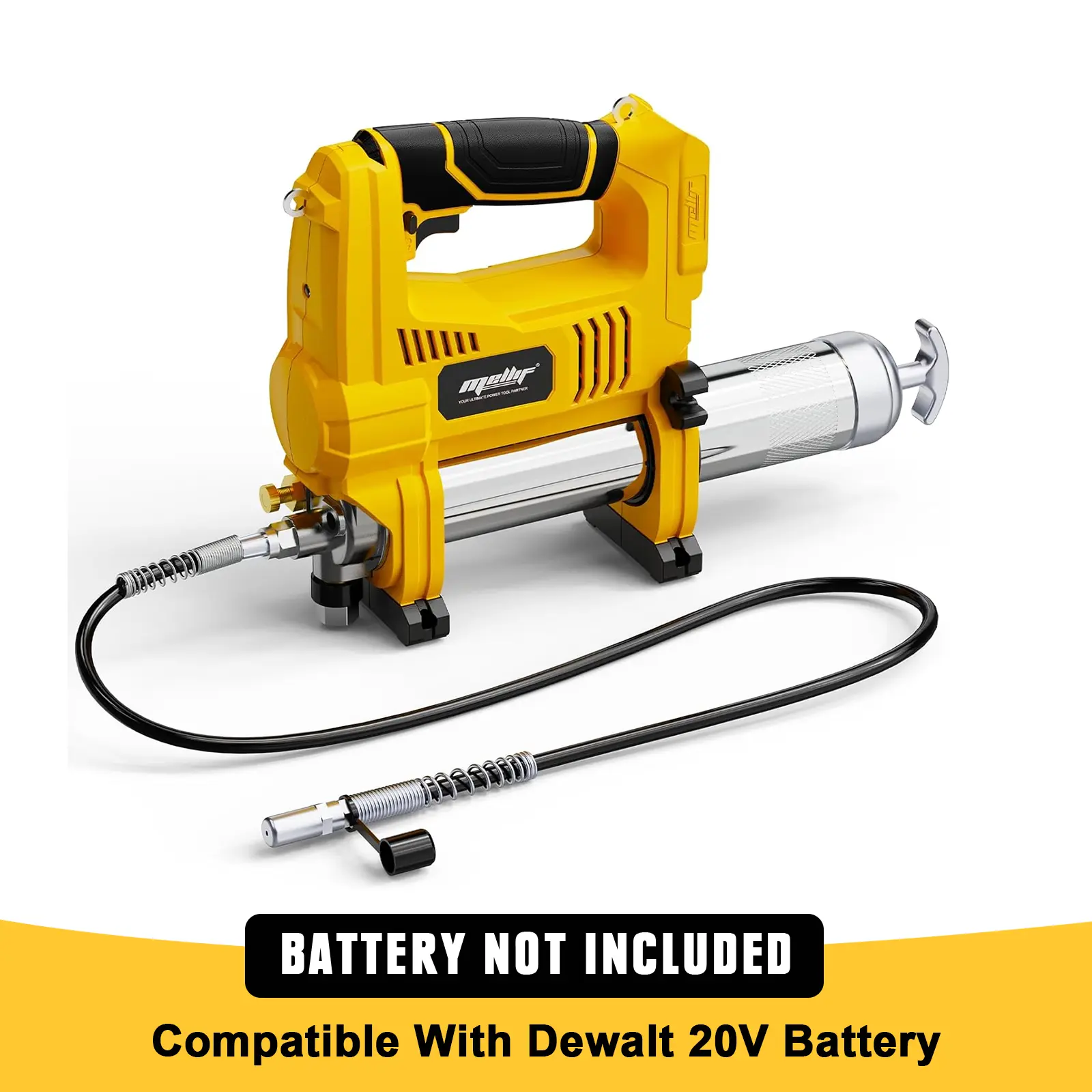 Mellif Cordless Grease Gun Compatible With DeWalt 20V Max Battery（Tool Only）, 10,000 PSI Brushless Power Grease Gun, 5-Speed Heavy Duty Grease Gun with 30" Hose, 14oz Capacity，Equipment Maintenance Tool