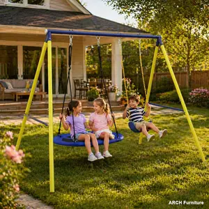 ARCH 2 in 1 Swing Set With Hammock Swing, Belt Swing for Backyard