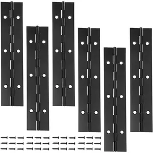 6Packs Black 6-Inch Heavy Duty Stainless Steel Piano Hinge,1.2 Open Width Continuous Piano Hinges for Wood Furniture,Piano Cabinets, Includes Pre-Drilled Holes and Screws