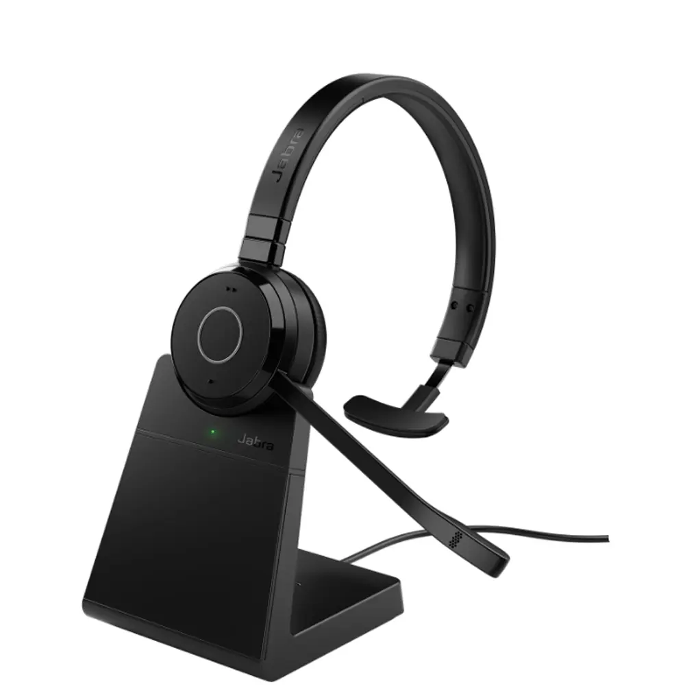 Jabra Evolve 65 TE Bluetooth Mono Headphone with Charging Stand, Teams-Optimized Audio for Microsoft Teams