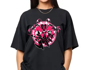 I.M.P Logo Shirt, Helluva Boss Characters Unisex T-Shirt, Helluva Boss Merch, Blitz Moxxie Millie Cotton Crewneck Sweatshirt, Helluva Boss Fan Gift