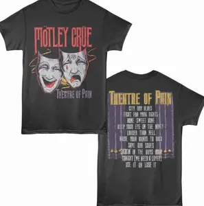 Motley Crue Theatre of Pain Album Cover with Song Titles T-shirt  Aesthetic Boho Graphic Tshirt Tee Top Womenswear Streetwear Summer U