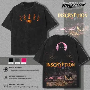 Inscryption Game graphic v2 Washed Tshirts, Hoodie Gift For Gamer, apparel Menswear Top Casual, Gaming Top graphic t-shirts print back fan gamer Fabric Seamless Menswear