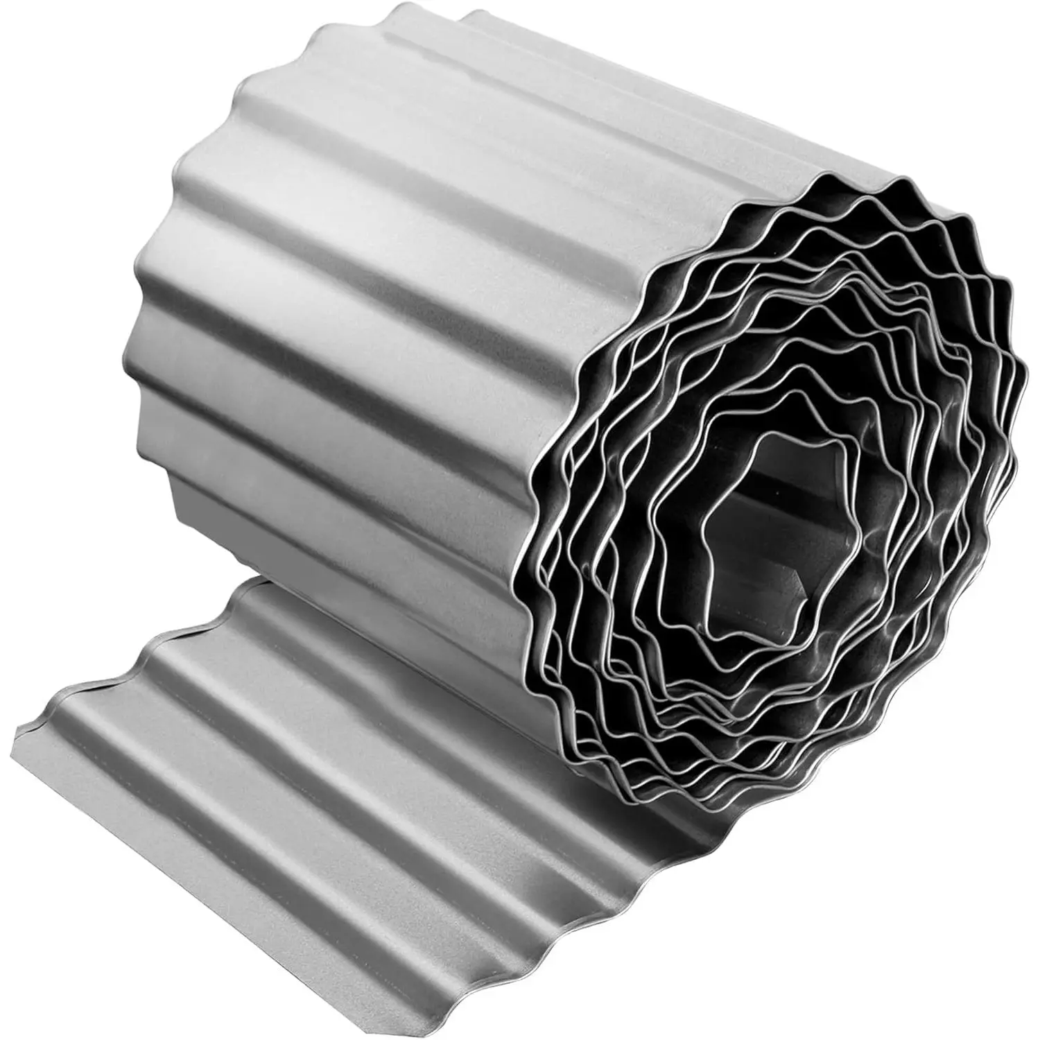 12"×20ft Silver Corrugated Metal Landscape Edging Border, DIY Lawn Fence for Flower Bed, Driveway, Patio Outdoor