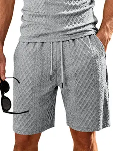 Men's summer diamond patterned loose five quarter shorts! Drawstring with elastic waistband, breathable and sweat free, size friendly, suitable for both home and commuting vacations