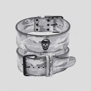 Gymreapers 10mm Single Prong Weightlifting Belt - White Camo, Firm Back Support for Serious Weightlifting